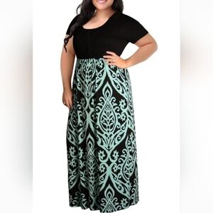 Black and Teal Maxi Dress